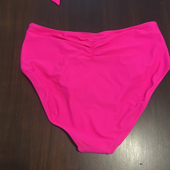 Blooming Jelly High Waisted Bikini Halter Criss Cross Wrap Swim Suit Hot Pink - Picture 4 of 15